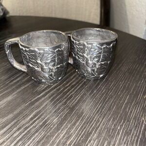 CBK LTD Pewter Bunny Tea Cups Set Of 2 Vintage